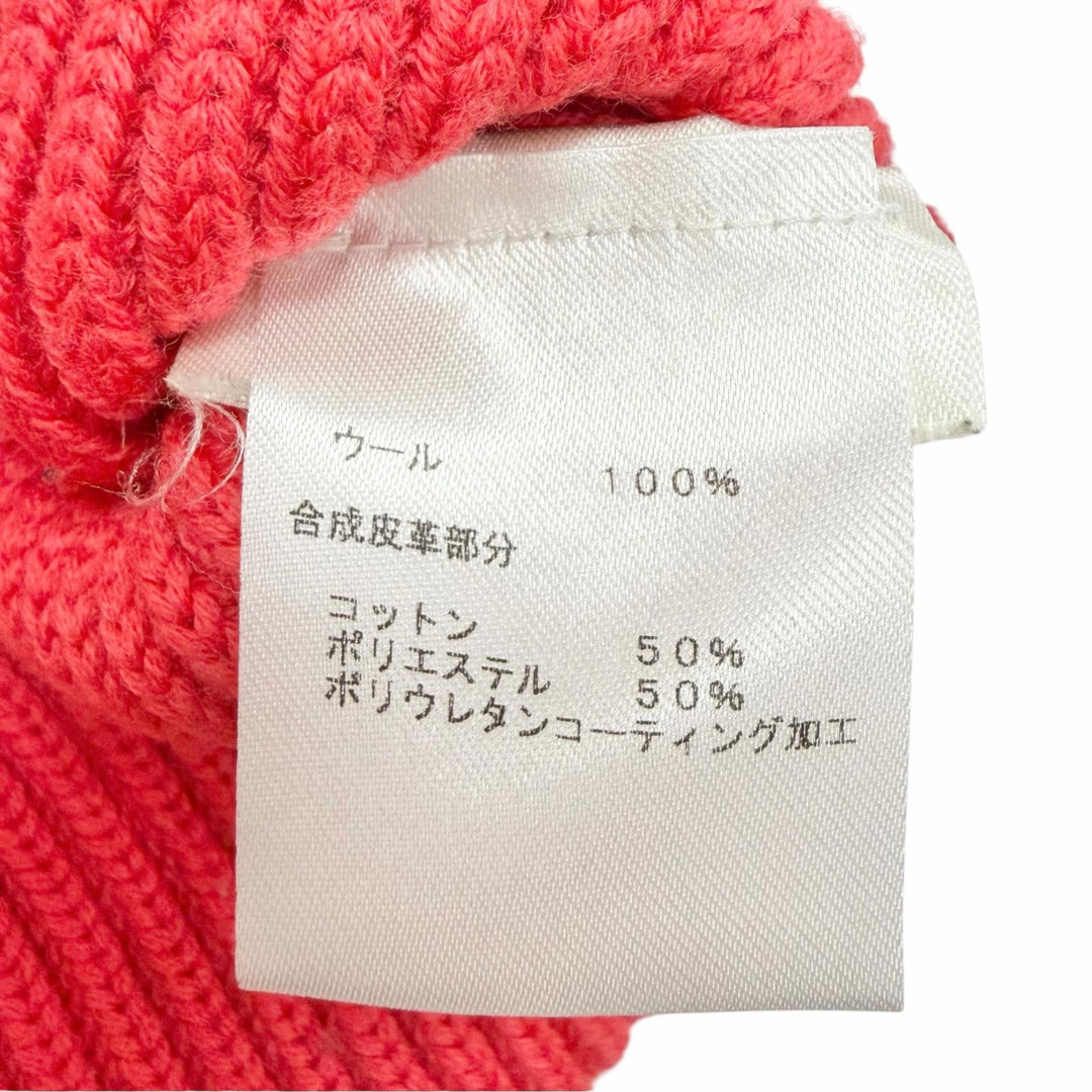 Excellent LOUIS VUITTON High Neck Scalloped Hem Ribbed Knit Sweater Red wool M
