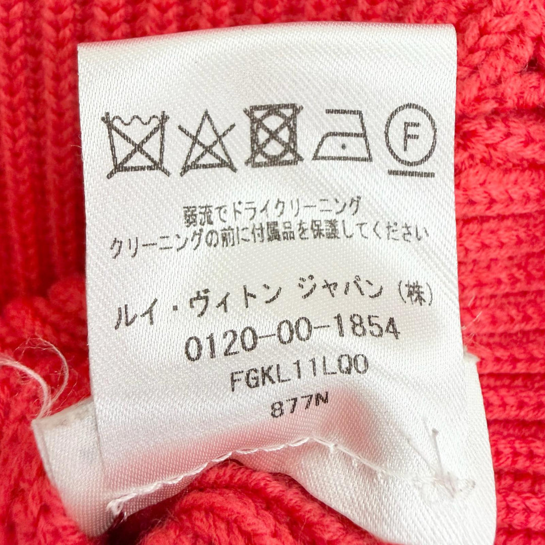 Excellent LOUIS VUITTON High Neck Scalloped Hem Ribbed Knit Sweater Red wool M