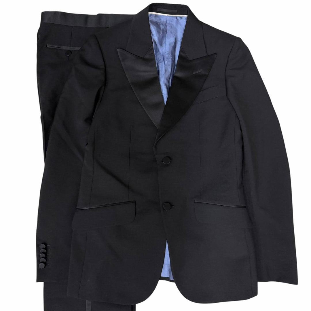 Pristine GUCCI suit Tuxedo two-piece set single black mohair mens 606245