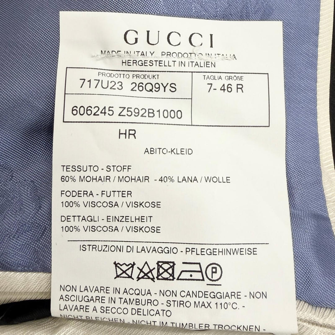 Pristine GUCCI suit Tuxedo two-piece set single black mohair mens 606245