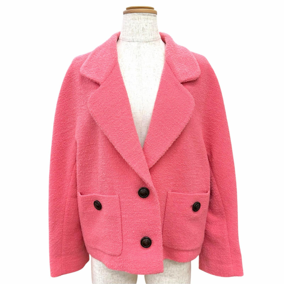 Great GUCCI Jacket Interlocking G button short tweed pink wool IT 40 619267