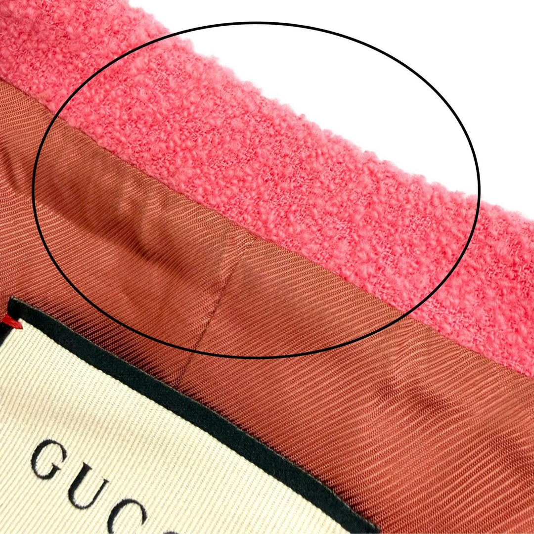 Great GUCCI Jacket Interlocking G button short tweed pink wool IT 40 619267