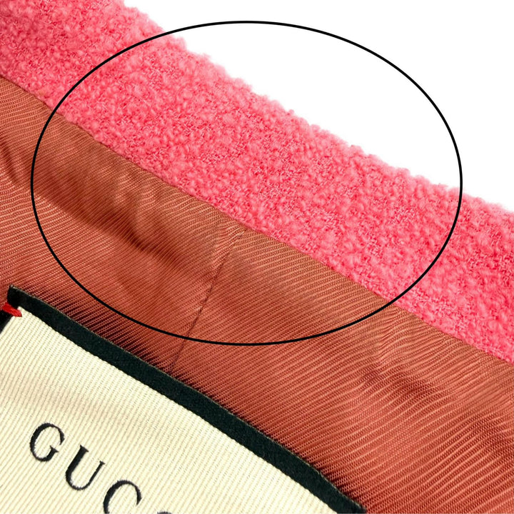 Great GUCCI Jacket Interlocking G button short tweed pink wool IT 40 619267