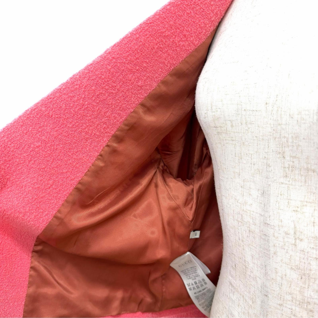 Great GUCCI Jacket Interlocking G button short tweed pink wool IT 40 619267