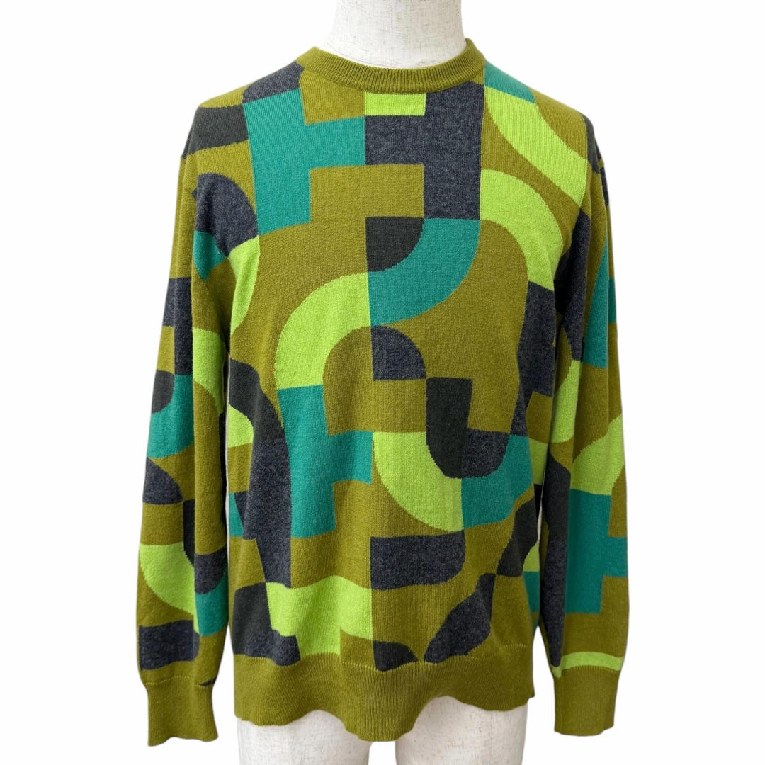 Great HERMES sweater Maillon Puzzle Crewneck green cashmere mens S