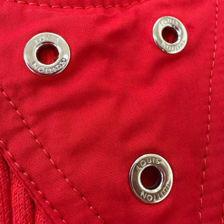 Pristine LOUIS VUITTON knit LV logo chain sleeveless ribbed top Red cotton S