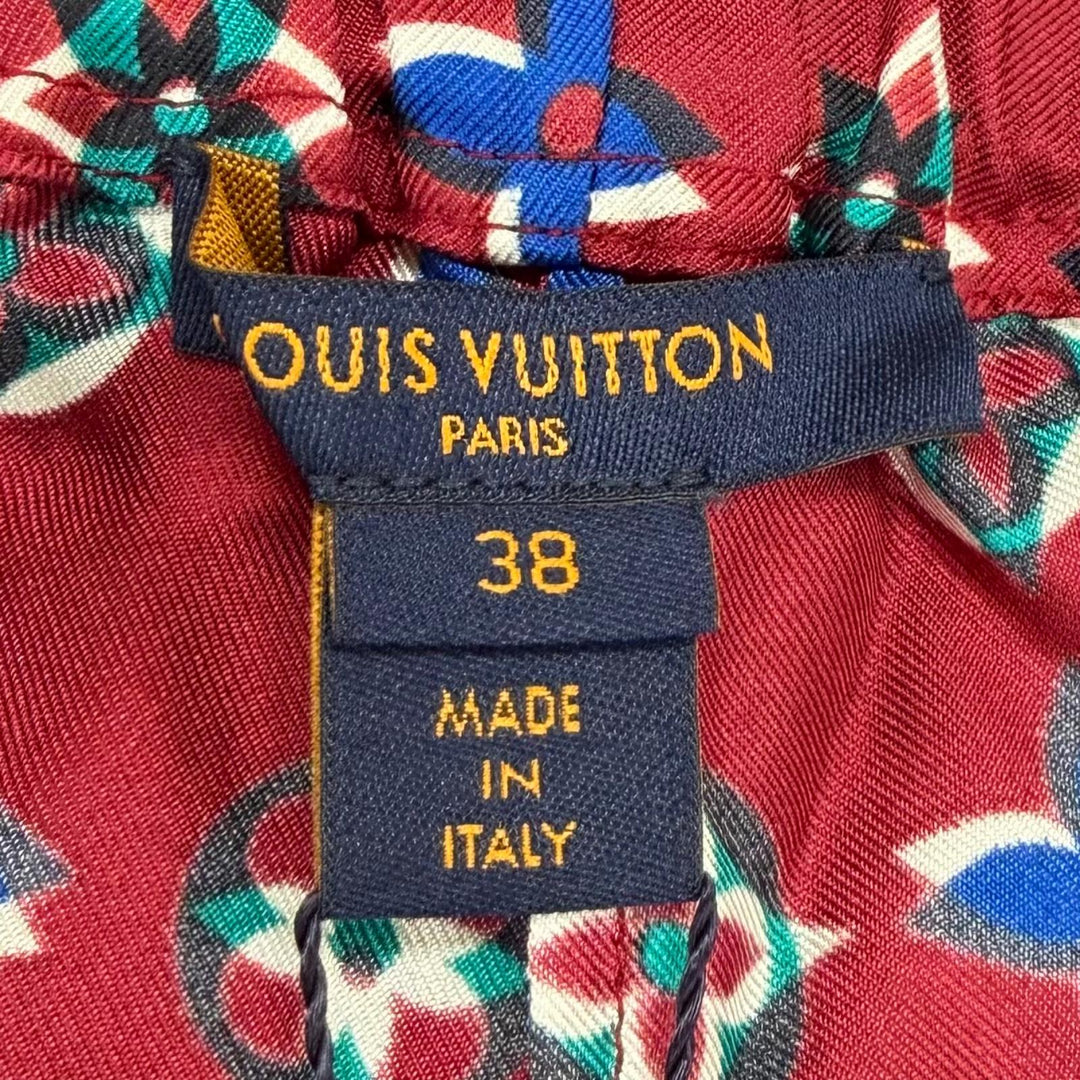 Pristine LOUIS VUITTON Pants Monogram Bordeaux silk Women IT 38