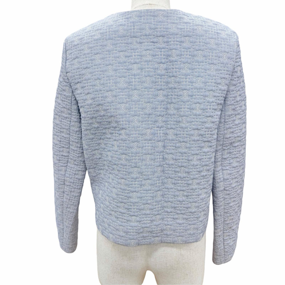 Excellent CELINE Jacket Triomphe Chelsea Collarless Light blue 36 2V65S128X