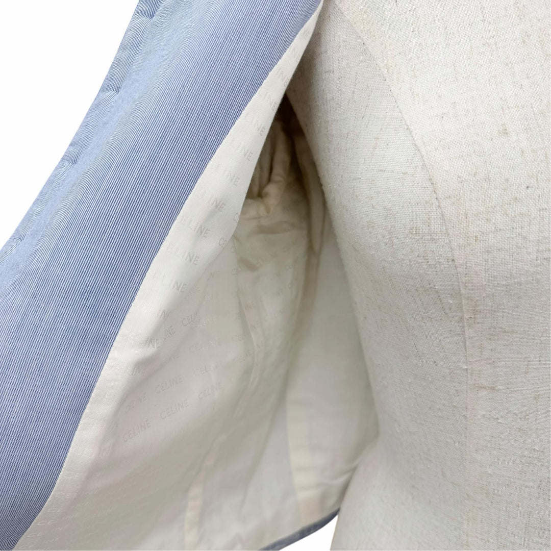 Excellent CELINE Jacket Triomphe Chelsea Collarless Light blue 36 2V65S128X