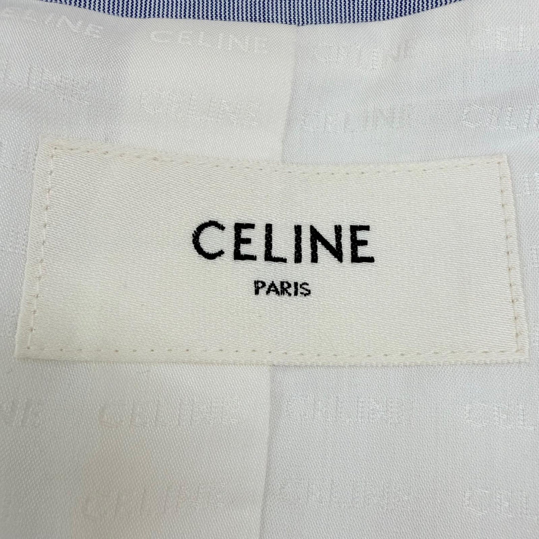 Excellent CELINE Jacket Triomphe Chelsea Collarless Light blue 36 2V65S128X