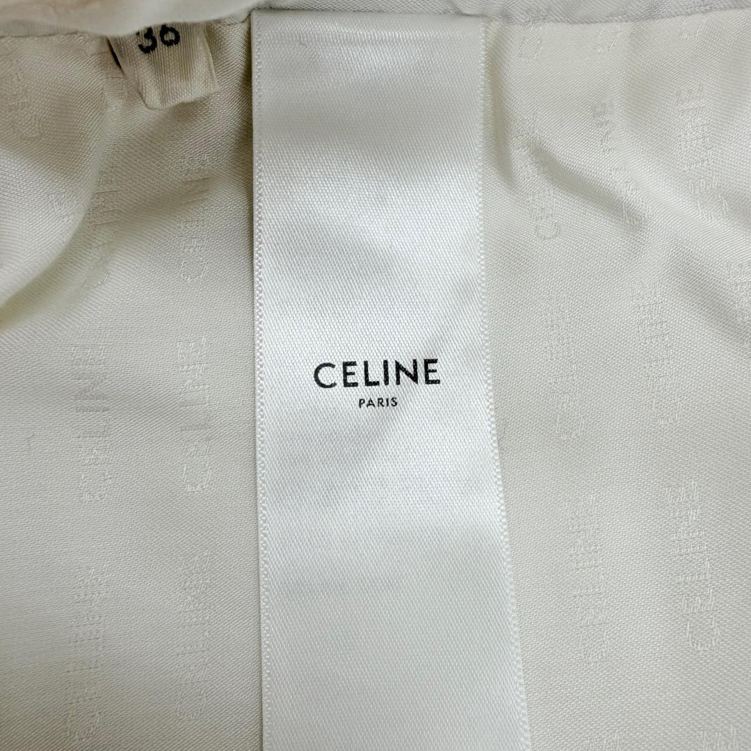 Excellent CELINE Jacket Triomphe Chelsea Collarless Light blue 36 2V65S128X