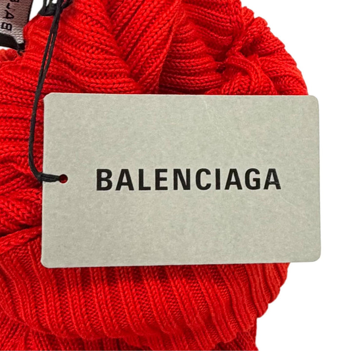 Pristine BALENCIAGA knit Turtleneck Long Sleeves Ribbed Red cotton S 662722