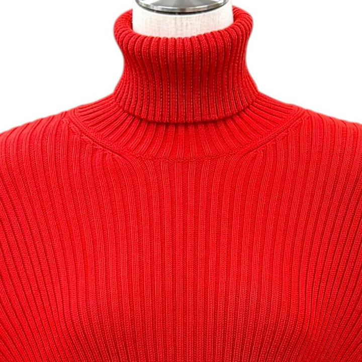 Pristine BALENCIAGA knit Turtleneck Long Sleeves Ribbed Red cotton S 662722