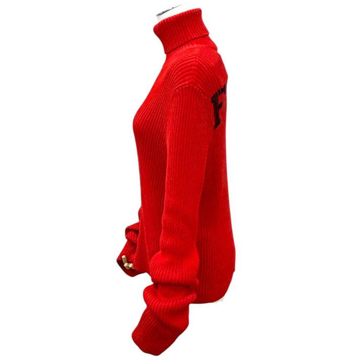 Pristine BALENCIAGA knit Turtleneck Long Sleeves Ribbed Red cotton S 662722