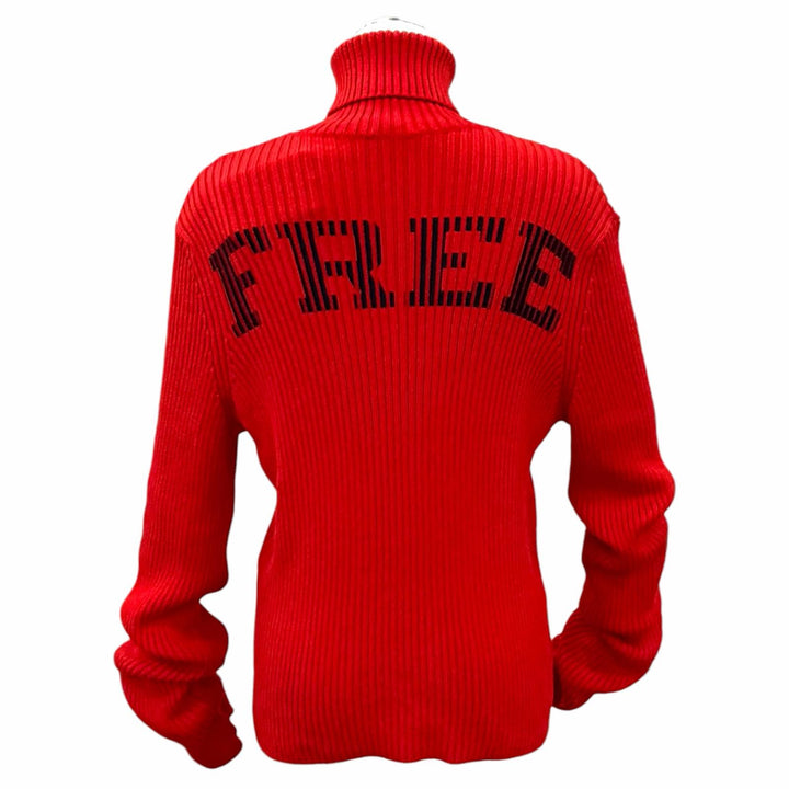 Pristine BALENCIAGA knit Turtleneck Long Sleeves Ribbed Red cotton S 662722