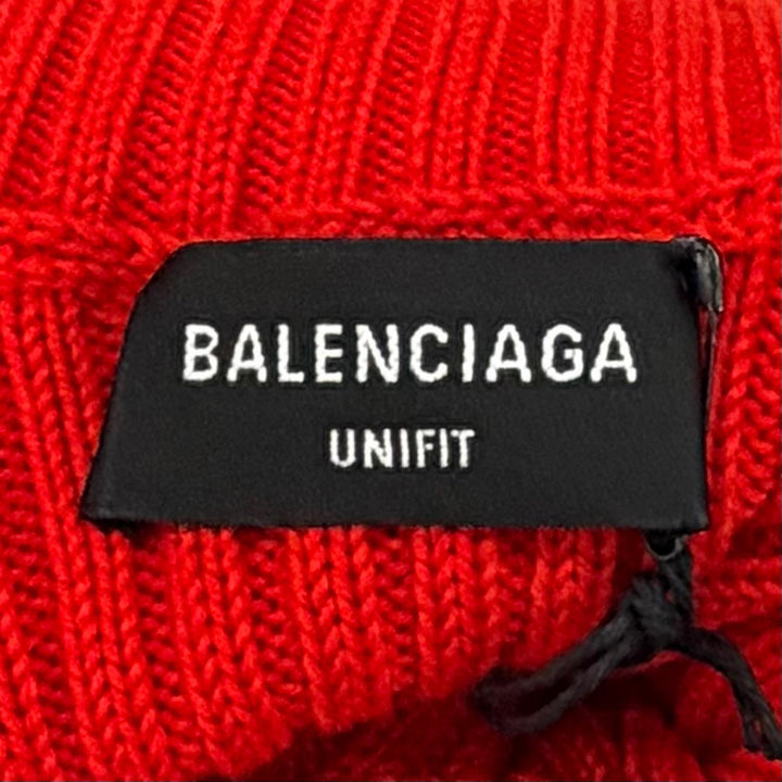 Pristine BALENCIAGA knit Turtleneck Long Sleeves Ribbed Red cotton S 662722