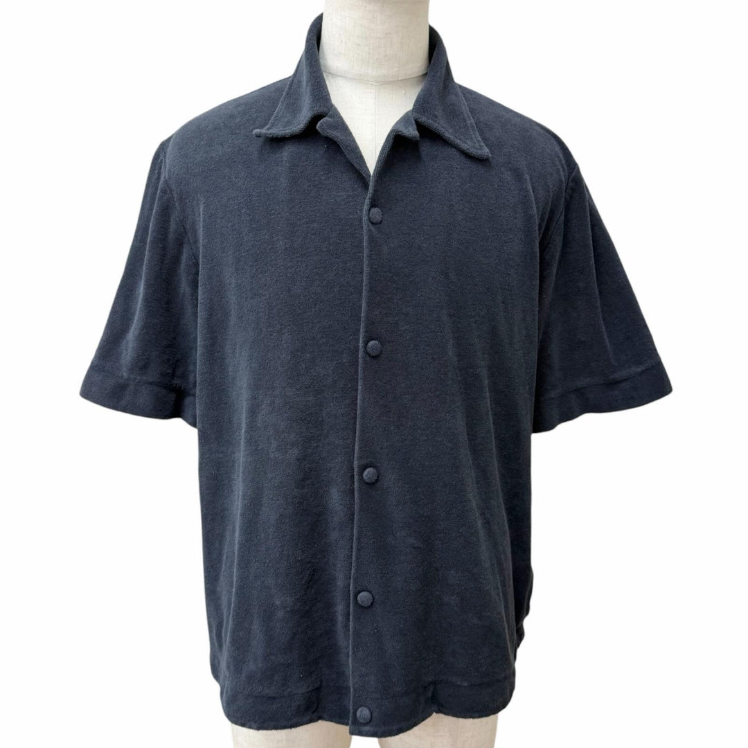 Excellent JIL SANDER+ Short sleeve shirt Terry cloth bowling shirt navy