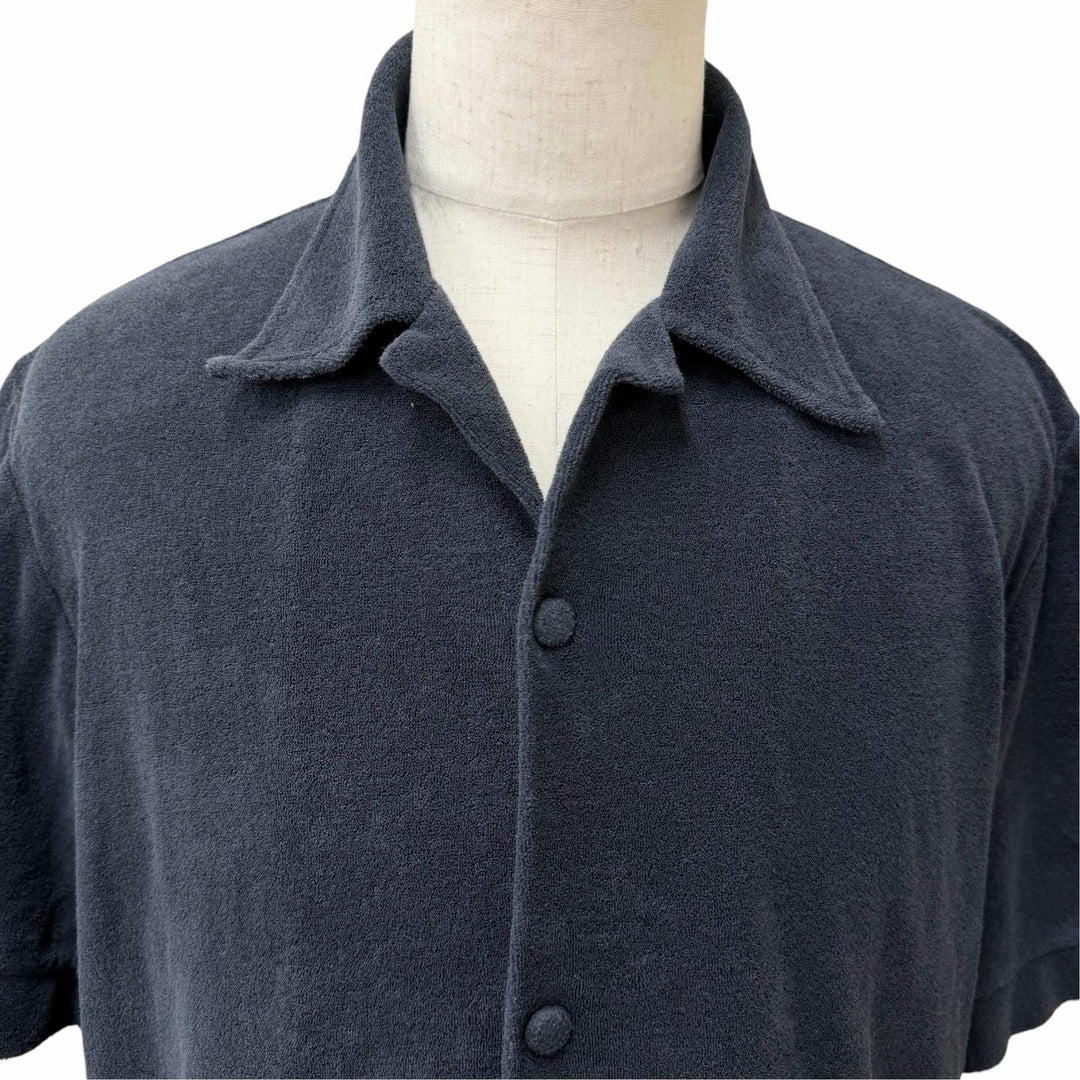Excellent JIL SANDER+ Short sleeve shirt Terry cloth bowling shirt navy
