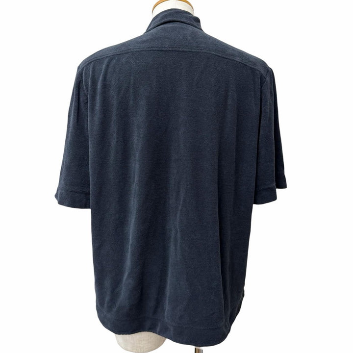 Excellent JIL SANDER+ Short sleeve shirt Terry cloth bowling shirt navy