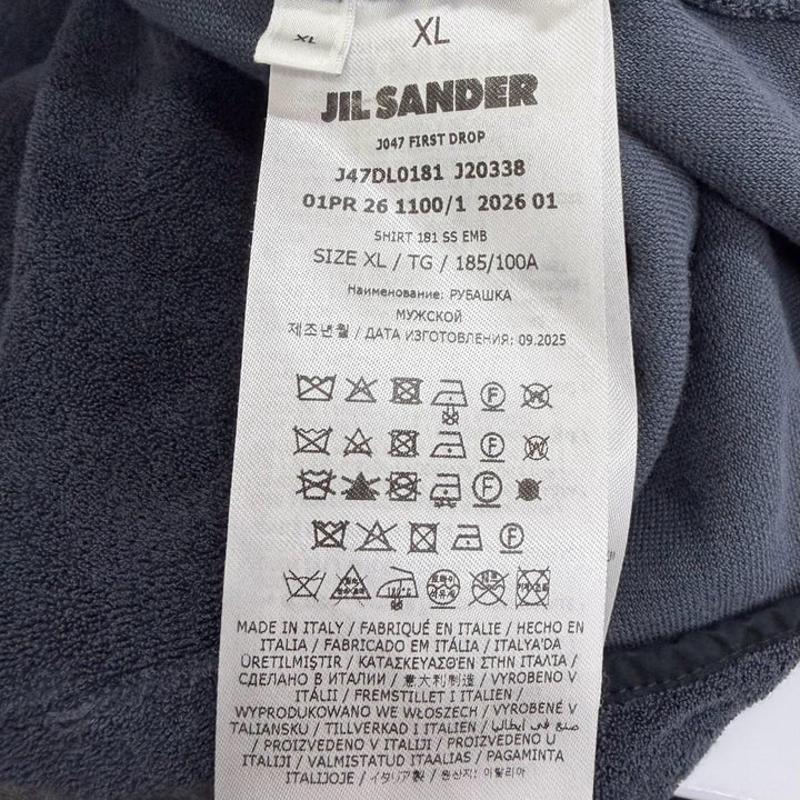 Excellent JIL SANDER+ Short sleeve shirt Terry cloth bowling shirt navy