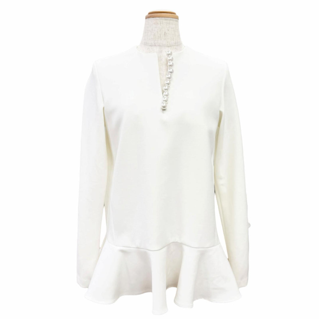 Excellent YOKO CHAN blouse Faux Pearl Long-Sleeve Peplum Top 36 YCB-522-290