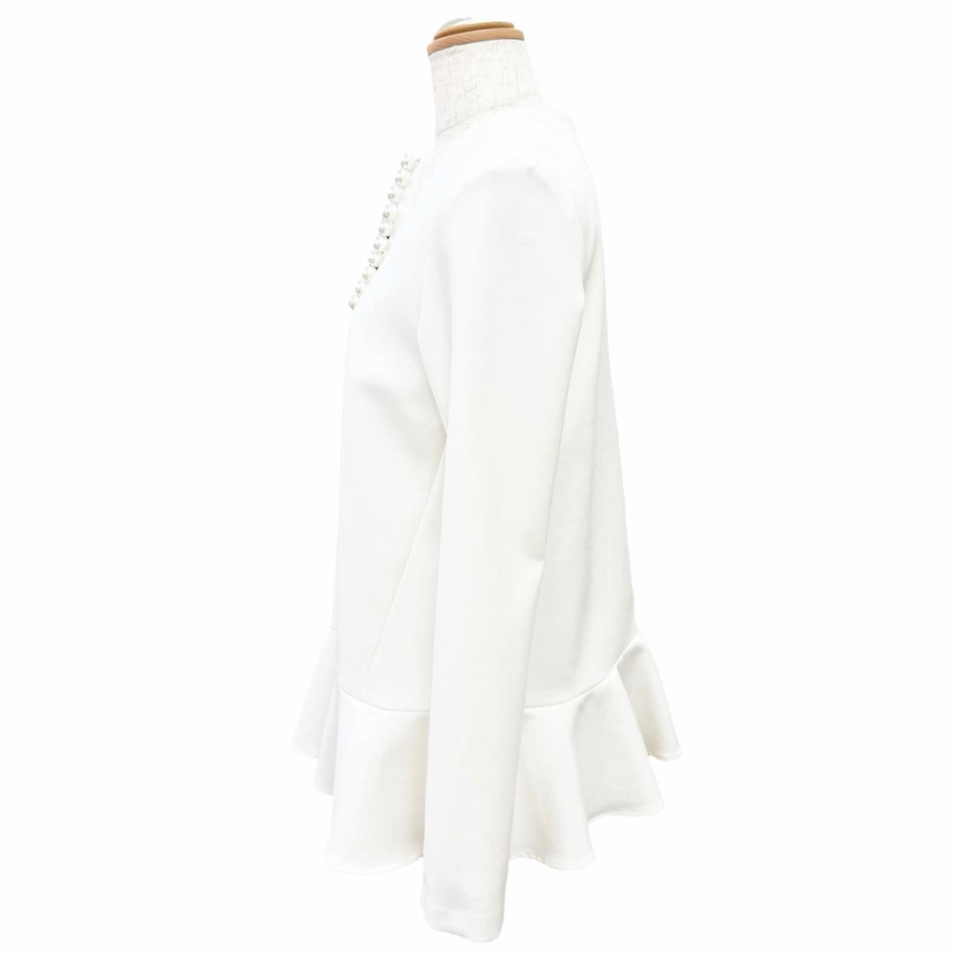 Excellent YOKO CHAN blouse Faux Pearl Long-Sleeve Peplum Top 36 YCB-522-290