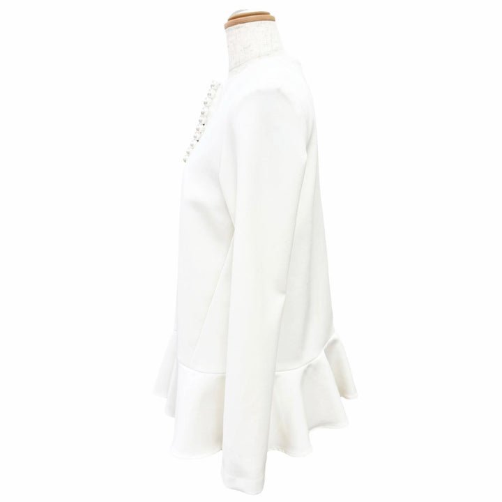 Excellent YOKO CHAN blouse Faux Pearl Long-Sleeve Peplum Top 36 YCB-522-290