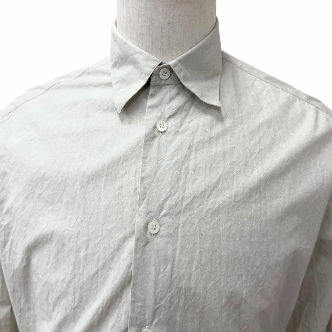 Excellent HERMES Long sleeve shirt Chaine d'Ancre all-over print sleeve