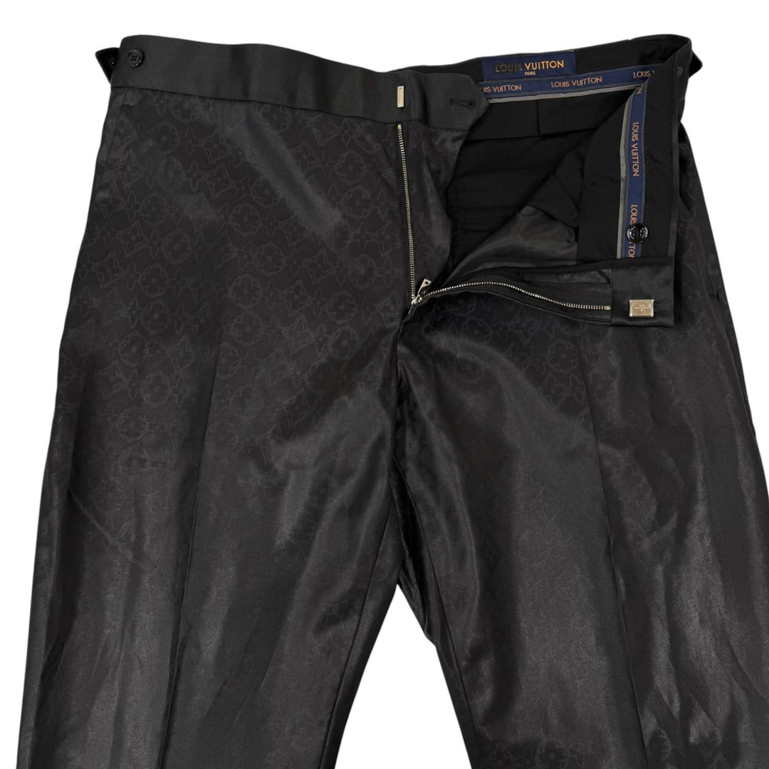 Pristine LOUIS VUITTON slacks Monogram Beltless black wool mens IT 44