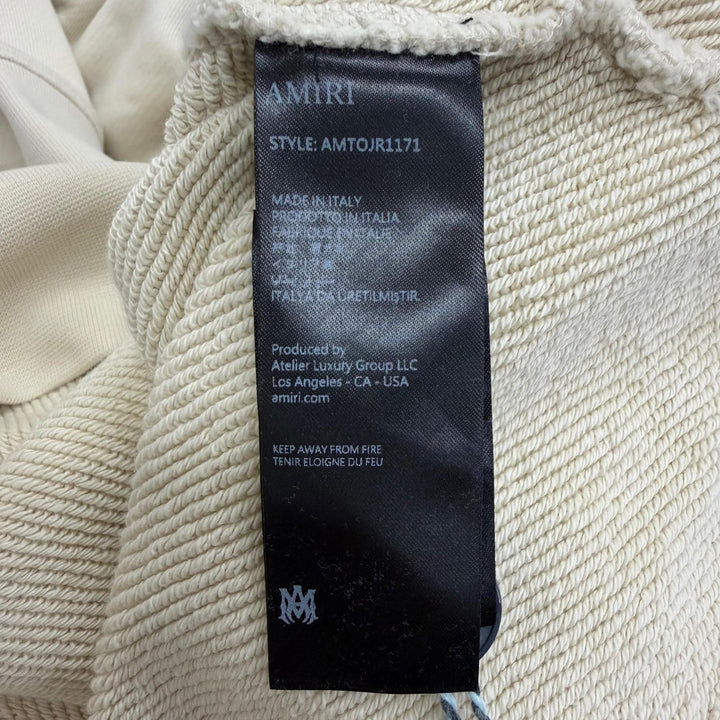 Excellent AMIRI hoodie Quad Checkerboard Hoodie beige cotton mens XS AMTOJR1171