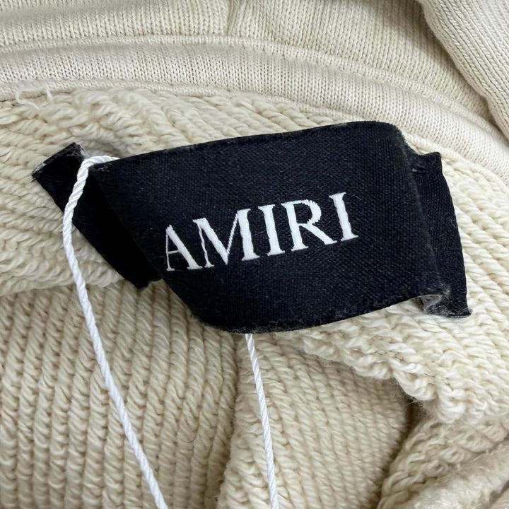 Excellent AMIRI hoodie Quad Checkerboard Hoodie beige cotton mens XS AMTOJR1171