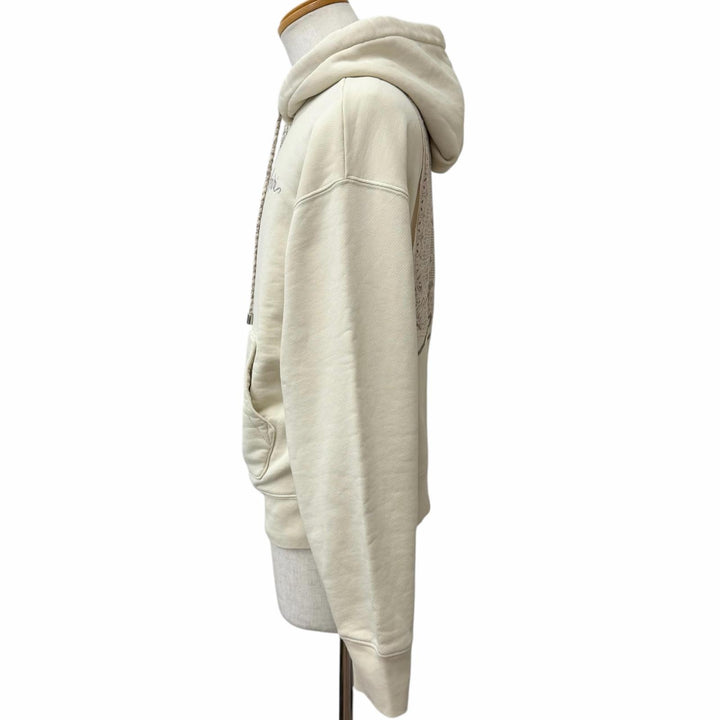 Excellent AMIRI hoodie Quad Checkerboard Hoodie beige cotton mens XS AMTOJR1171