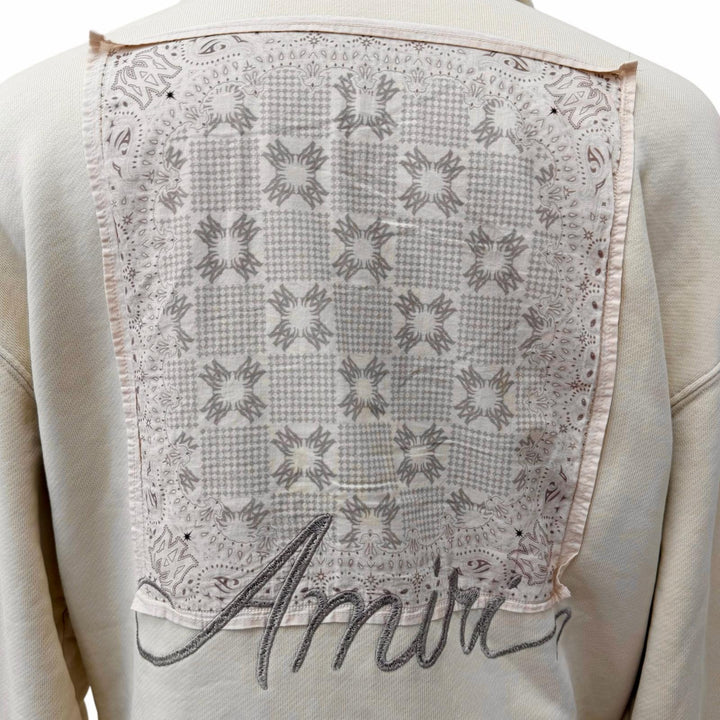 Excellent AMIRI hoodie Quad Checkerboard Hoodie beige cotton mens XS AMTOJR1171