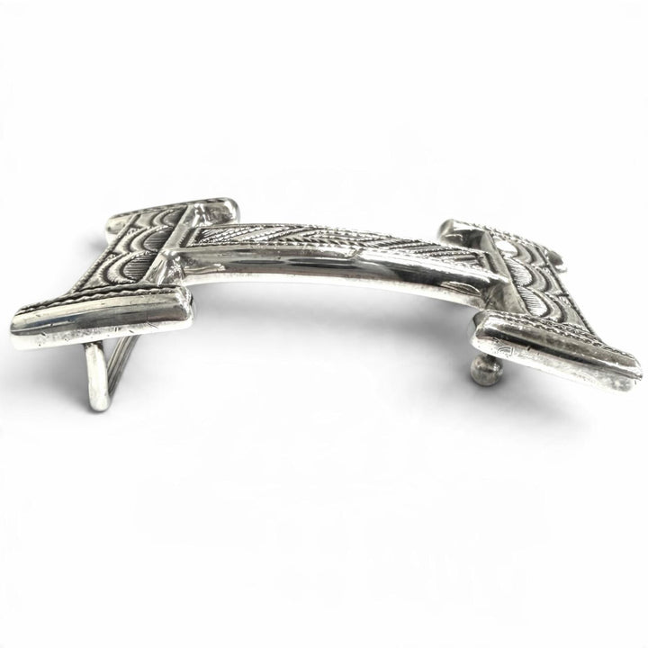 Great HERMES belt Toareg Hand-carved design H logo belt buckle Silver SV925