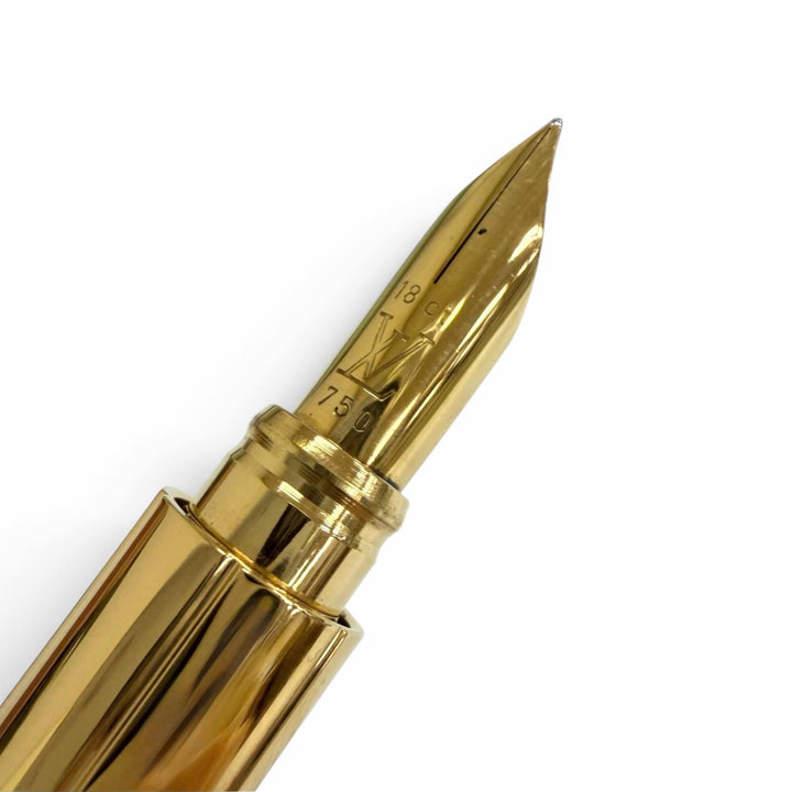 Great LOUIS VUITTON fountain pen Stripe Pattern Cap Style gold 750 mens