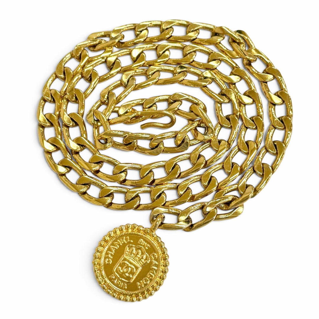 Very Good CHANEL belt COCO Mark Logo Coin Motif Chain gold Women