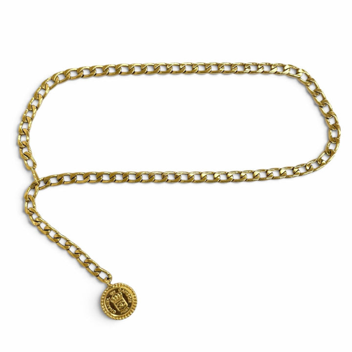 Very Good CHANEL belt COCO Mark Logo Coin Motif Chain gold Women