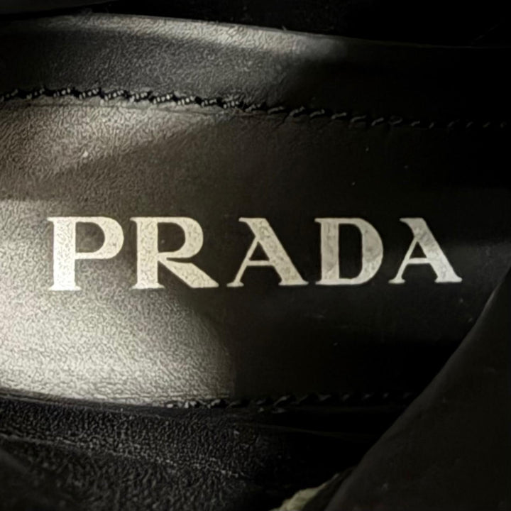 Great PRADA short boots monolith Triangle logo pouch included black leather 35