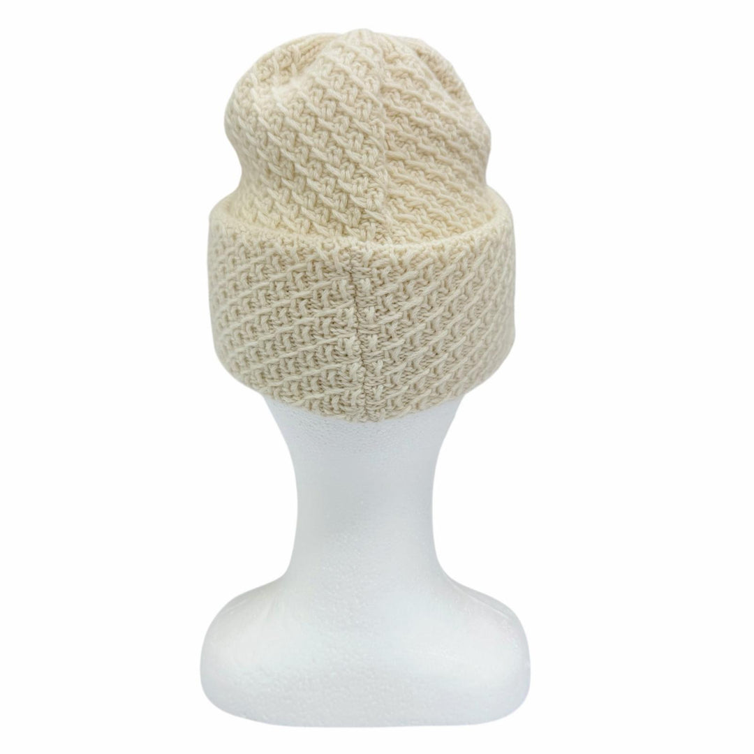 Great CHANEL Knit cap Tweed COCO Mark Beanie off white cashmere Women 24A