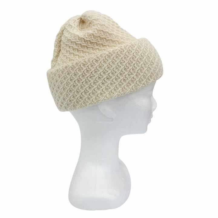 Great CHANEL Knit cap Tweed COCO Mark Beanie off white cashmere Women 24A