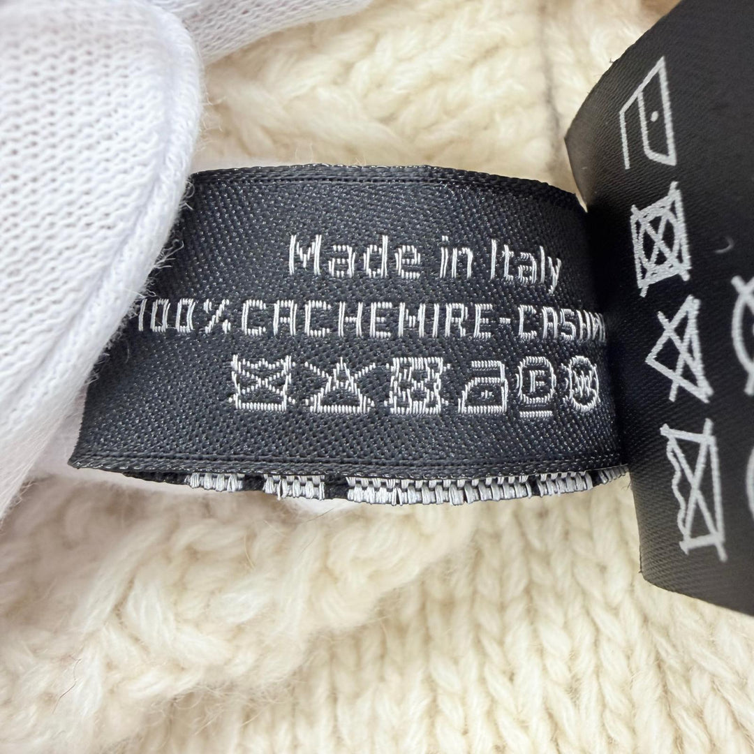 Great CHANEL Knit cap Tweed COCO Mark Beanie off white cashmere Women 24A