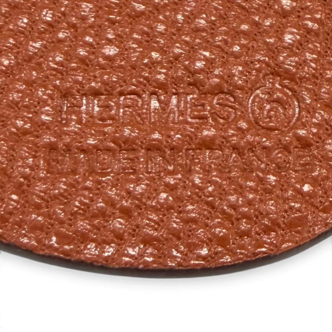 Excellent HERMES Bag charm Petit H Charm Dog Terrier Brown leather Women