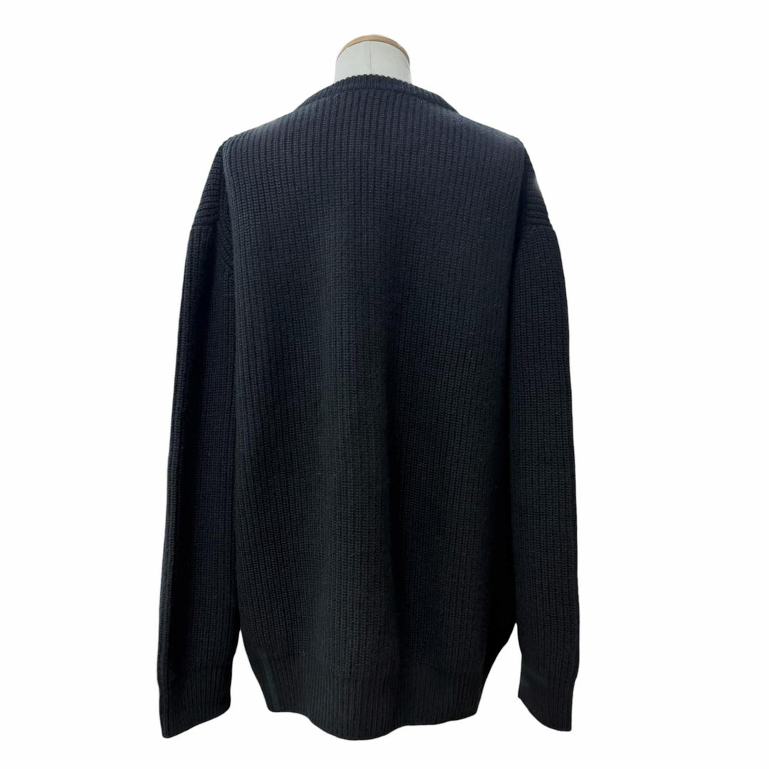 Great CELINE sweater Logo crew neck knit black wool mens L 2A19R205O