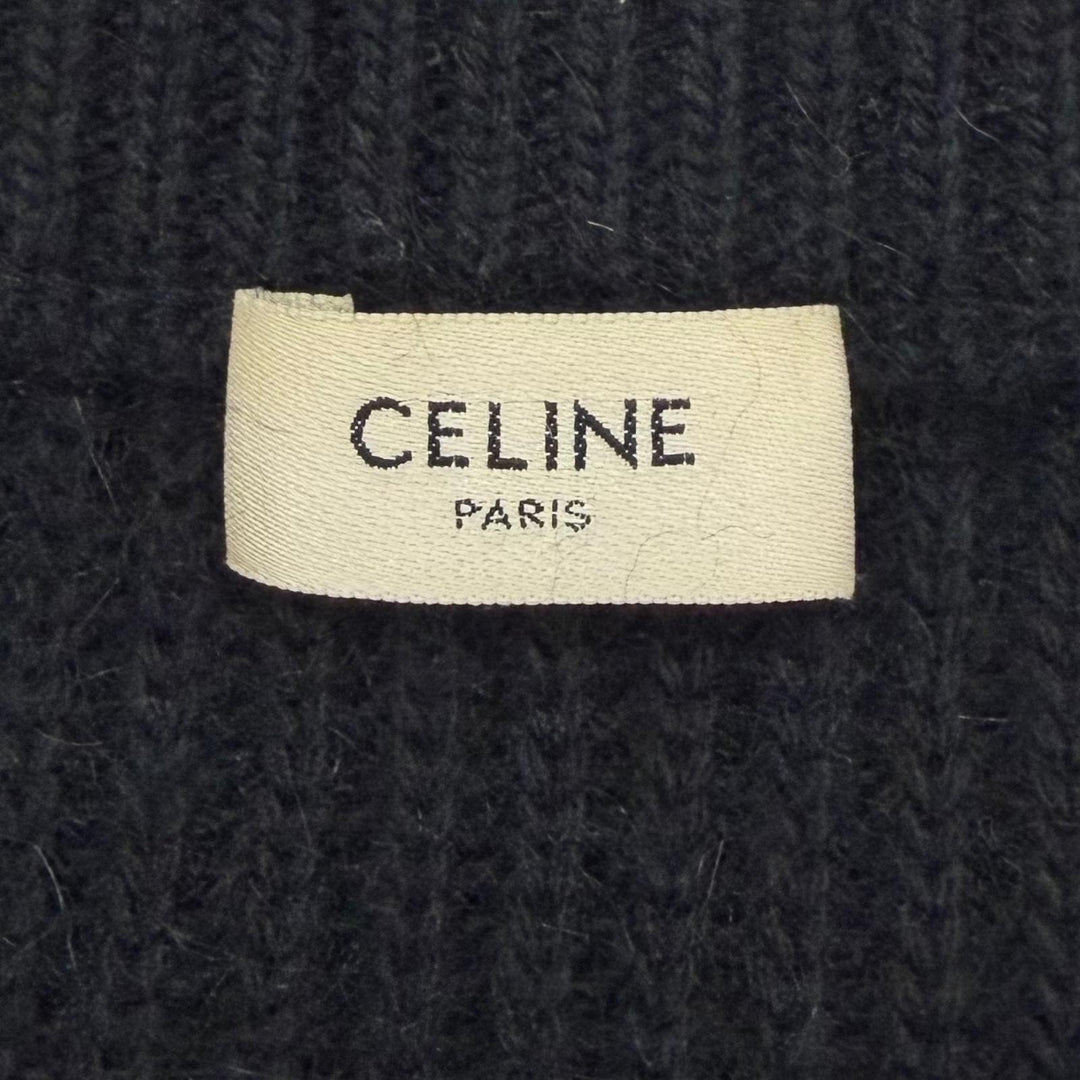 Great CELINE sweater Logo crew neck knit black wool mens L 2A19R205O
