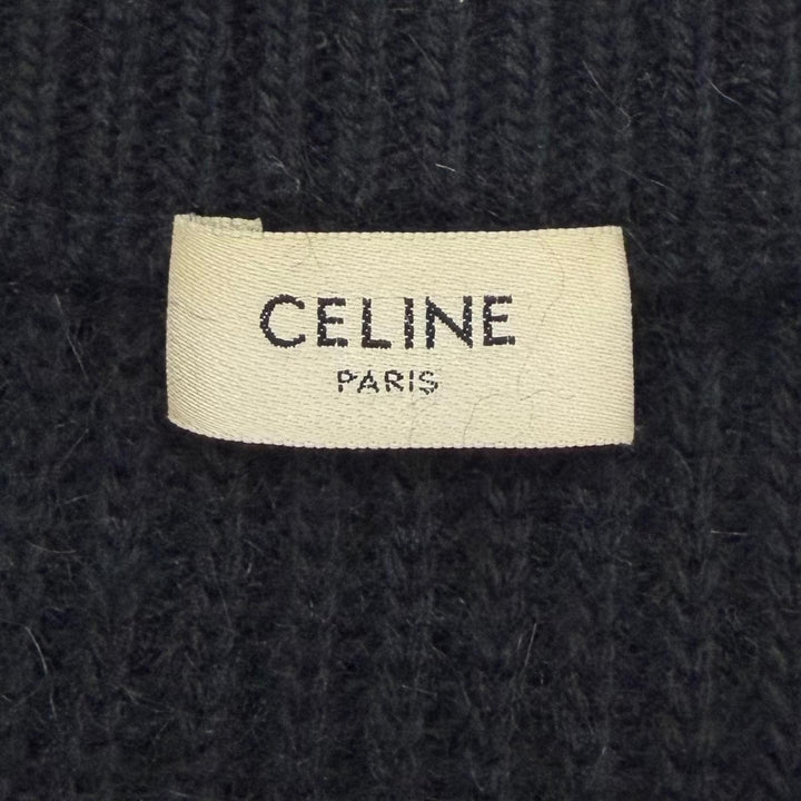 Great CELINE sweater Logo crew neck knit black wool mens L 2A19R205O