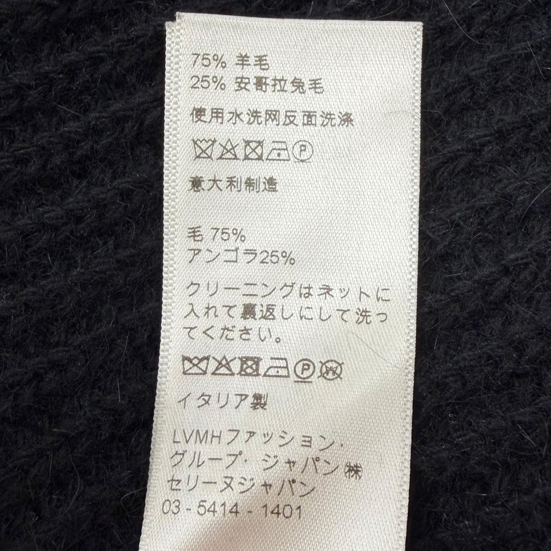 Great CELINE sweater Logo crew neck knit black wool mens L 2A19R205O