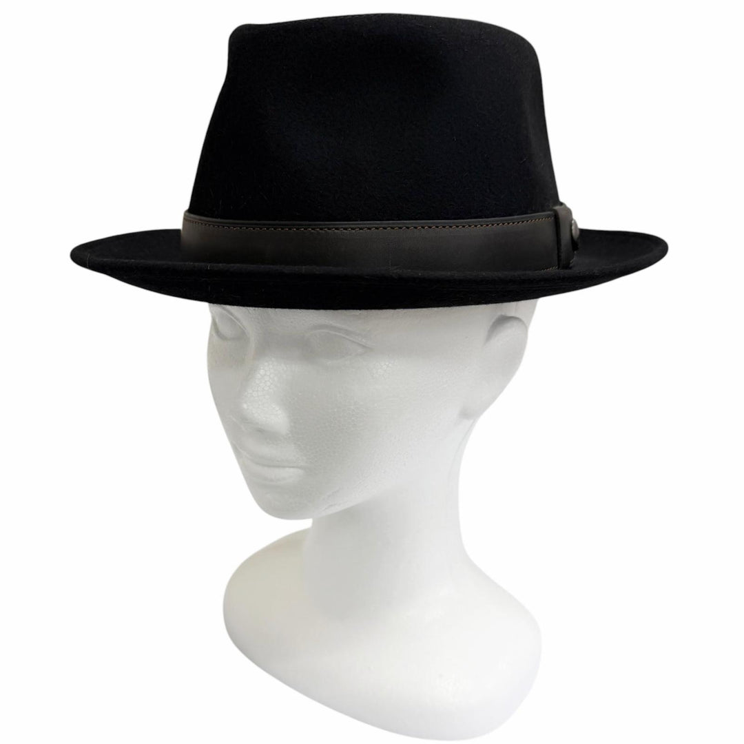 Great HERMES hat Clou de Selle, Sellier buttons, leather ribbon, felt black felt