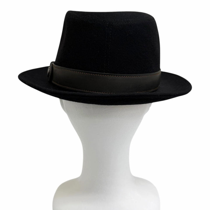 Great HERMES hat Clou de Selle, Sellier buttons, leather ribbon, felt black felt