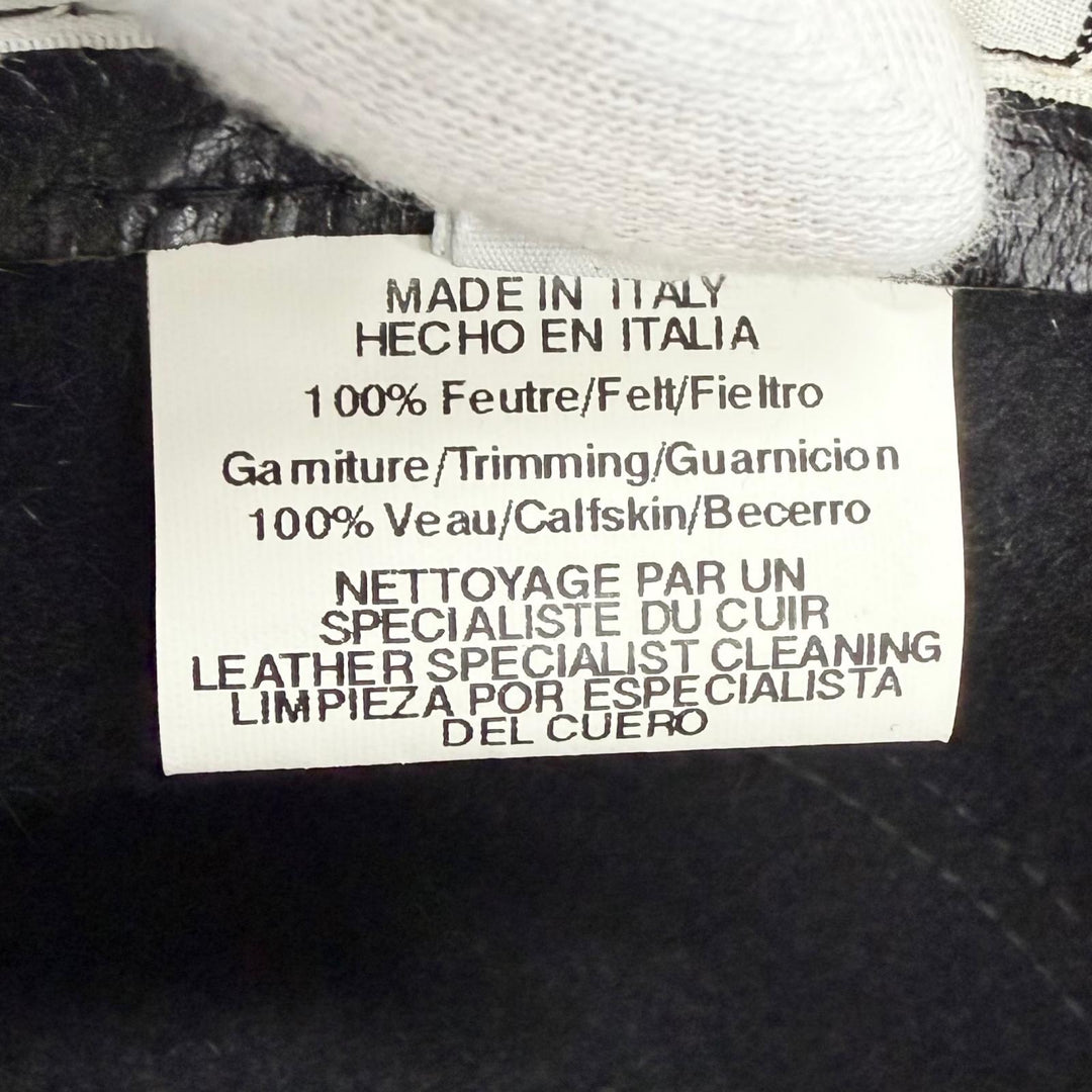 Great HERMES hat Clou de Selle, Sellier buttons, leather ribbon, felt black felt