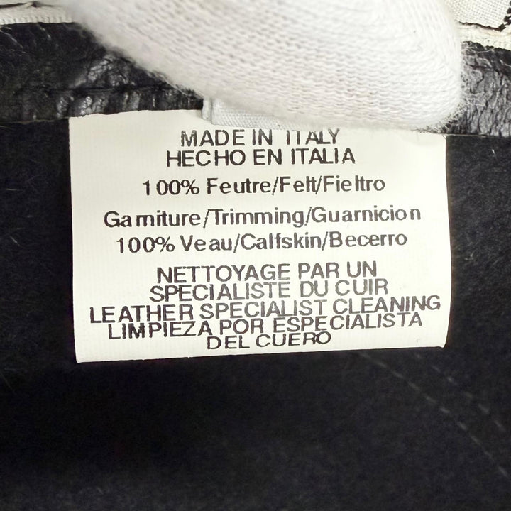 Great HERMES hat Clou de Selle, Sellier buttons, leather ribbon, felt black felt